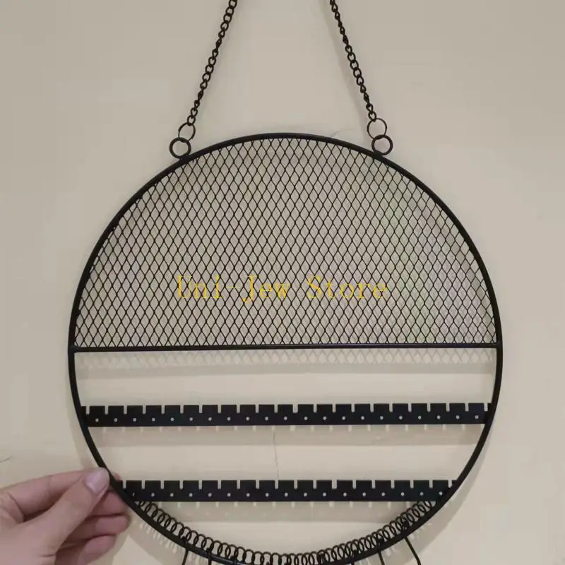 حامل عرض مجوهرات شبكي مثبت على الحائط بسعة 40 جيجا بايت مع خطاف S وأقراط وحامل سوار وقلائد لتخزين المجوهرات