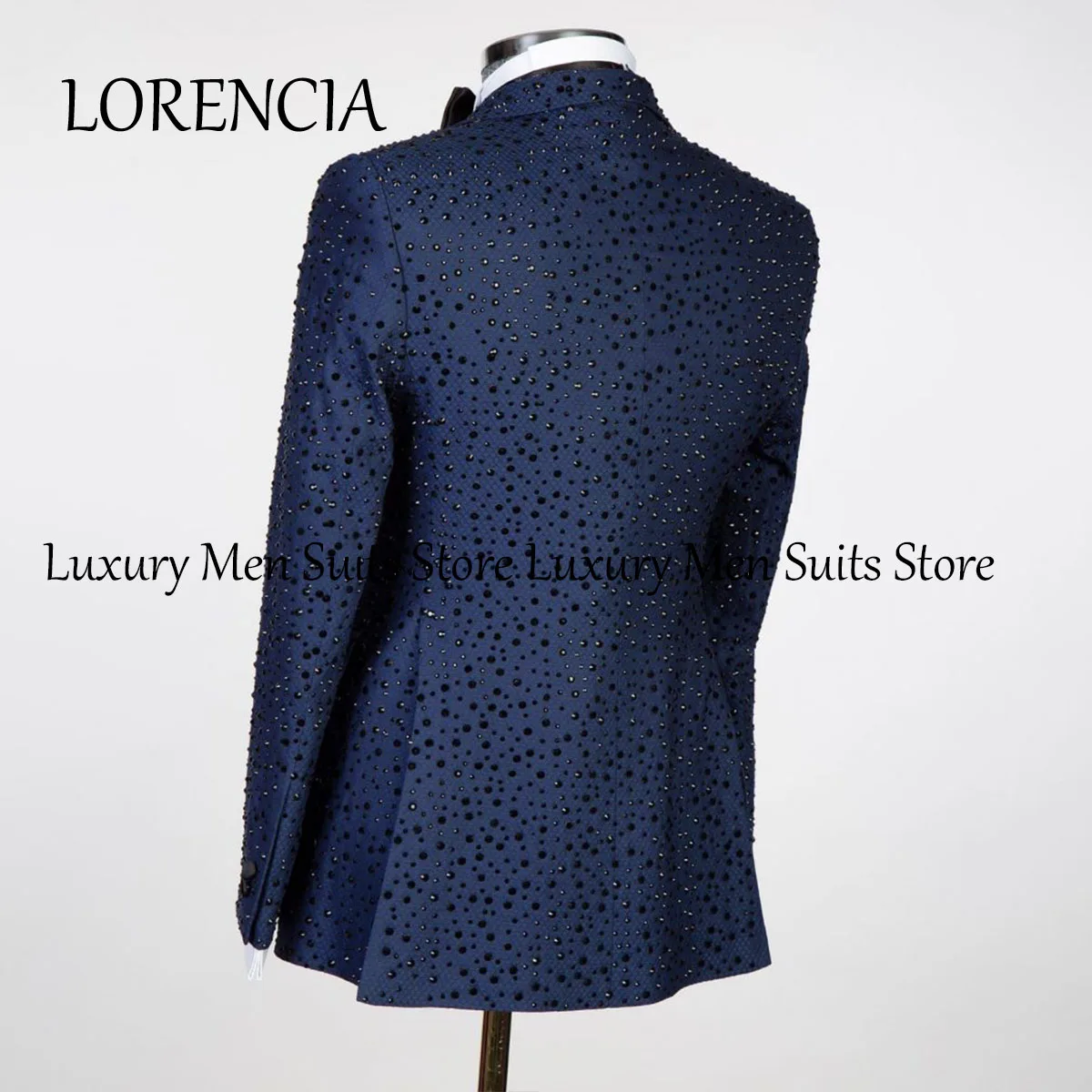 Glitter Diamond Beaded Men Suits Shawl Lapel Wedding Groom Tuxedo 2 Pieces Customized Male Blazer Customized trajes para hombre