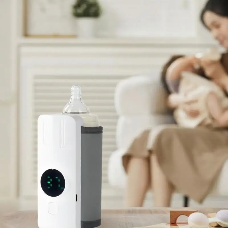 

A5YC Baby Bottle Warmer Temperature Adjustable USB Powered Warmer Heater Travel Milk Warmer Insulation Cover with LCD Display
