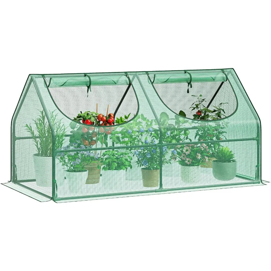 

GreatBuddy Portable Mini Greenhouse 3×3×6Ft High-Density PE Plant Cover with 2 Roll-up Zipper Windows Perfect for Indoor Outdoo