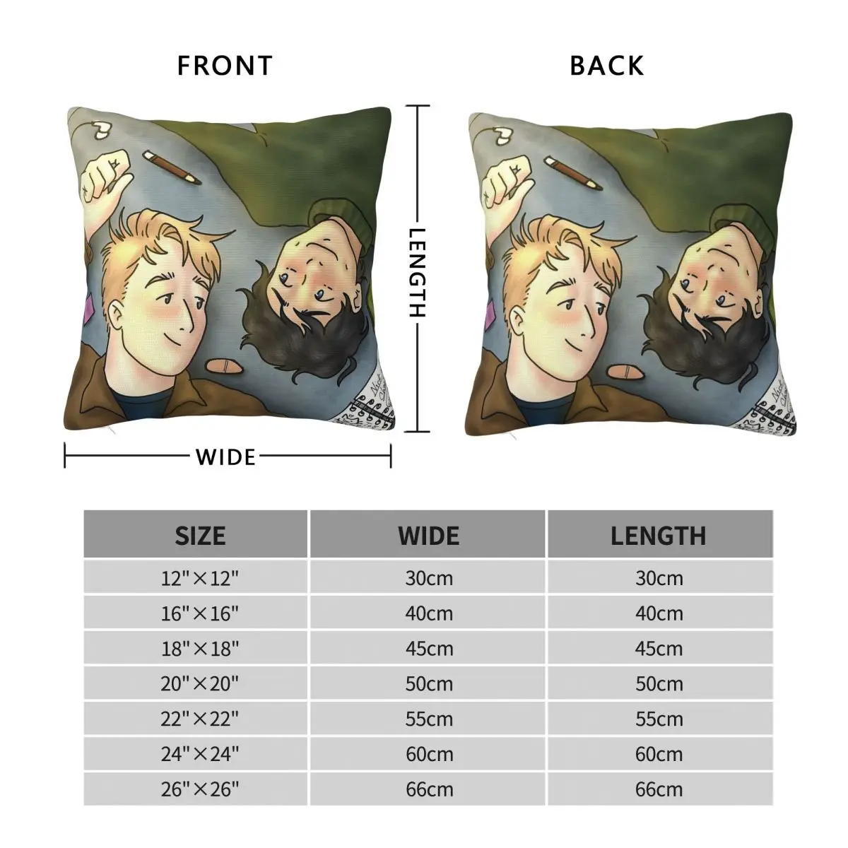 Nick Charlie Lying Heartstopper Pillowcase Polyester Linen Velvet Printed Zip Decor Throw Pillow Sofa Seater Cushion Cover 45x45