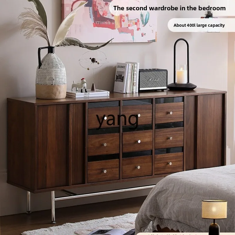 

TGF Solid Wood Living Room Storage Cabinet Small Apartment Bedside Storage Cabinet Vintage Style Nine-Drawer Cabinet