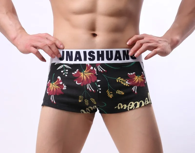 Men\'s Cotton Aro Pants Fashion Printed Underpants Youth Comfortable Breathable Underwear Teenagers Sexy Loose Bottom Panties New