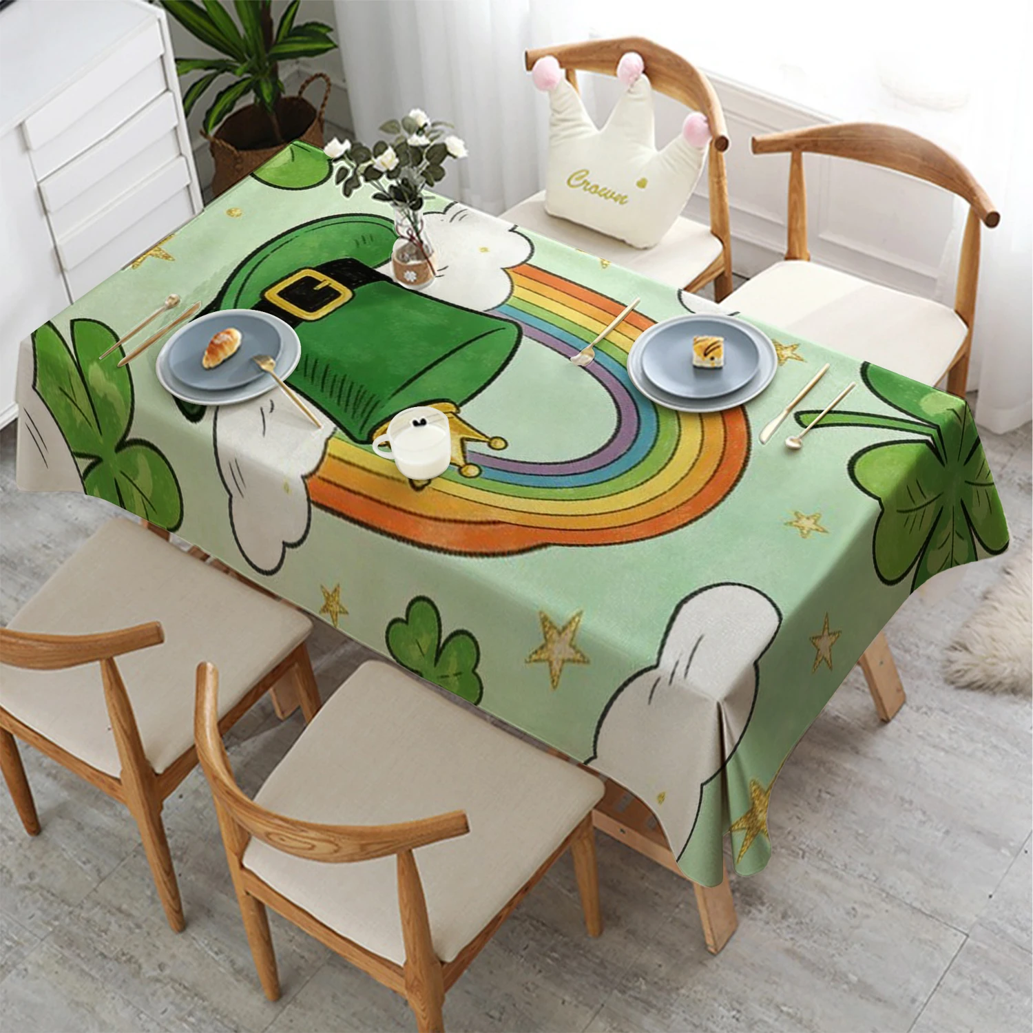 

2D Волшебная скатерть Лепрекона, ресторанная кухонная скатерть, украшение для гостиной, дома, прямоугольное украшение для вечеринки