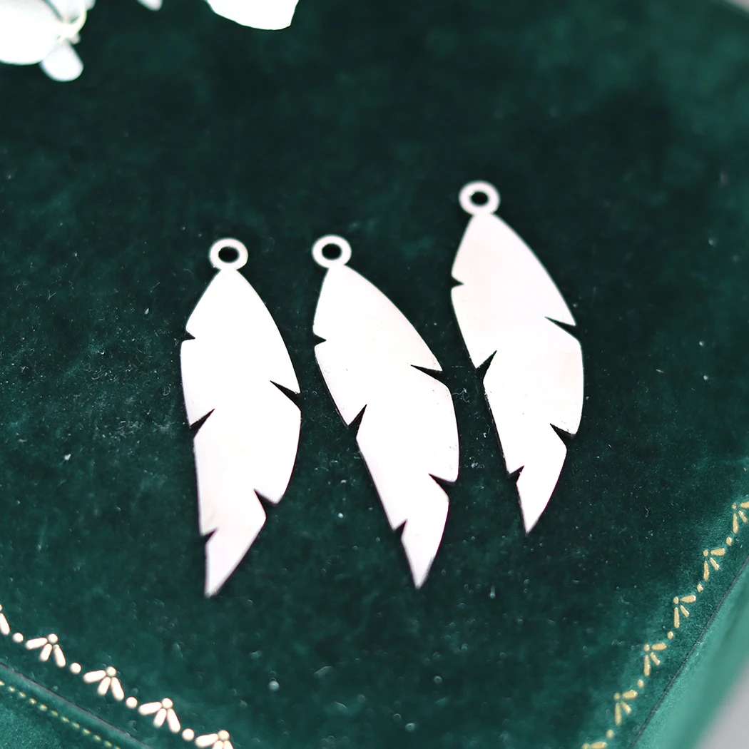 3pcs Vintage Feather Leaf Fit Bohe Tassels Earrings Bracelets Jewelry Making Maple Leaf Charms Stainless Steel Pendant diy Craft