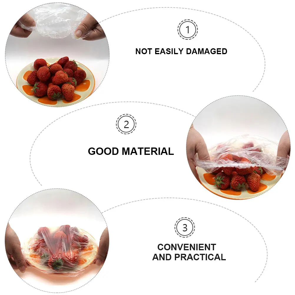 

200 pcs Reusable Food Bowl Transparent Stretchable Airtight Plastic Covers For Containers Leftovers Storage Bowl Cover Food