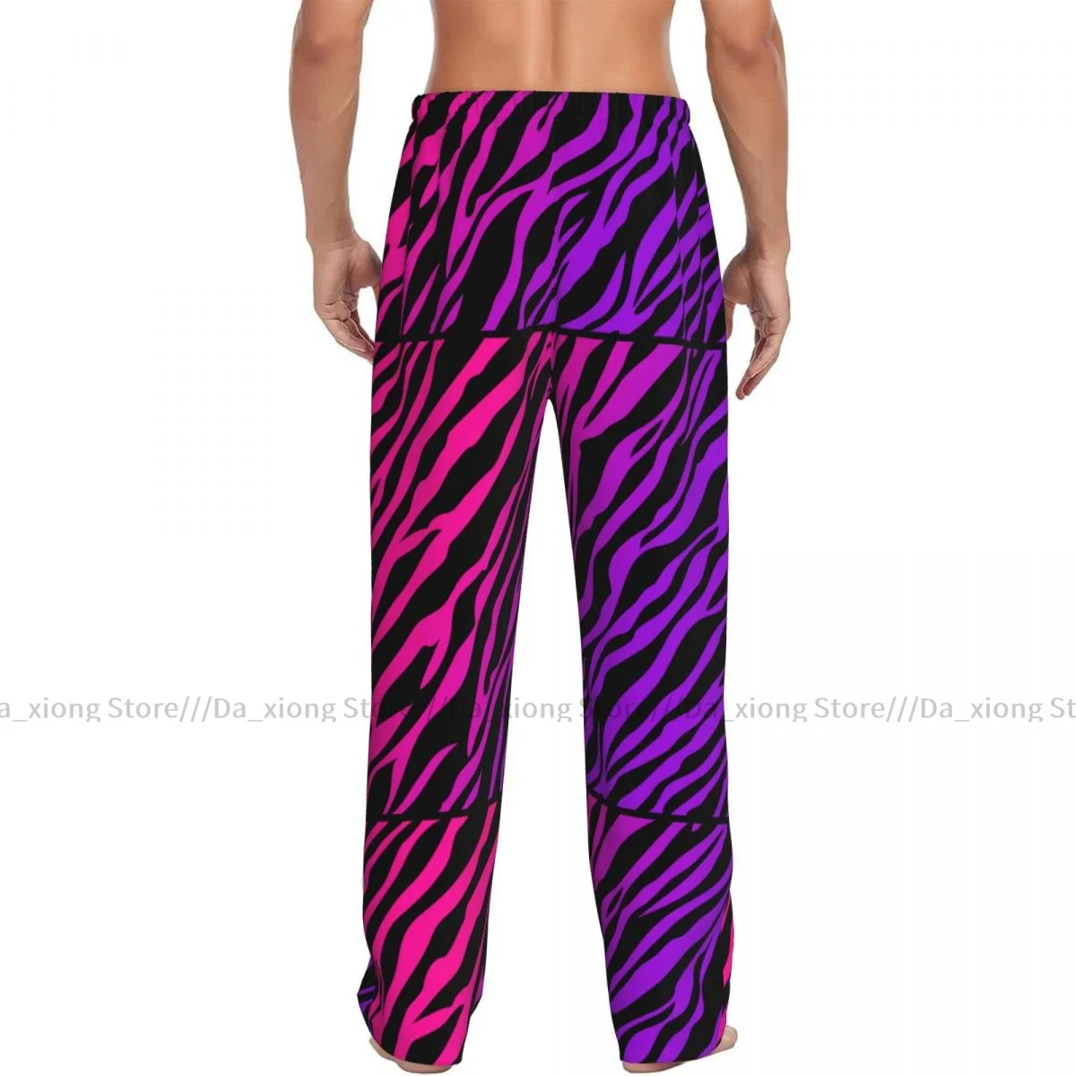 Mens Casual Pajama Long Pant Loose Elastic Waistband Pink Rose Zebra Cozy Sleepwear Home Lounge Pants