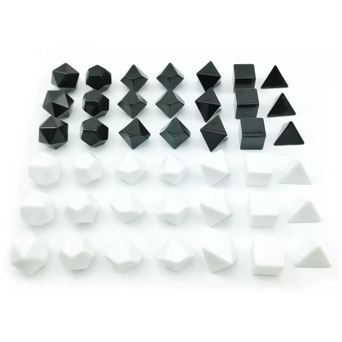 Juego de mesa de perlas en blanco y redondas, D4, D6, D8, D10, D12, D20, 7 unidades por juego