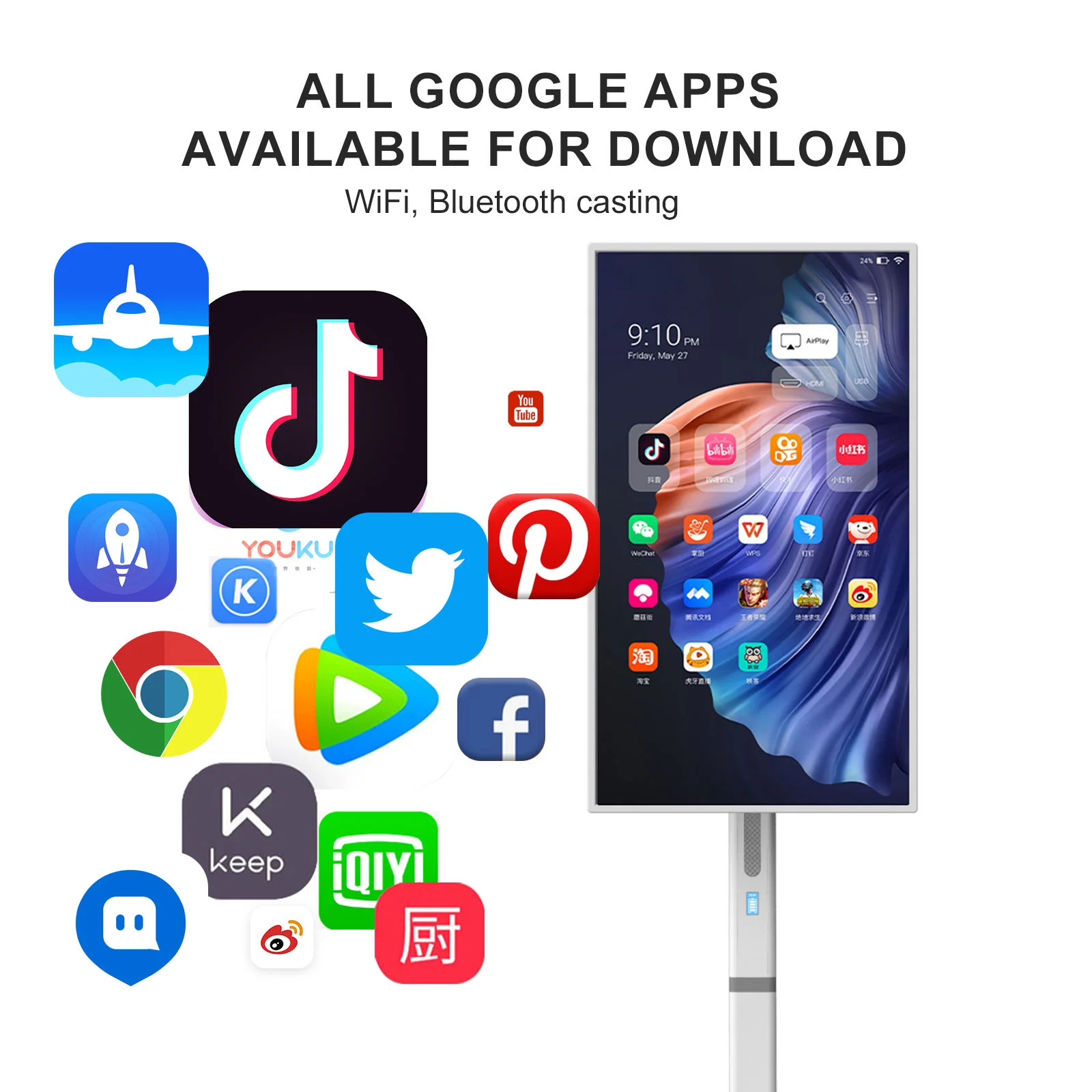 

32-дюймовый мини-телевизор с подвижным сенсорным экраном, монитор голосового управления, портативный телевизор