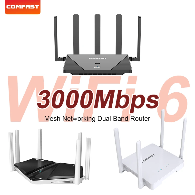 

COMFAST WiFi6 MESH Router AX3000 Wireless Router 2.4G/5.8G High Power MESH WiFi 6 repetidor Roteador Extender Gigabit Port