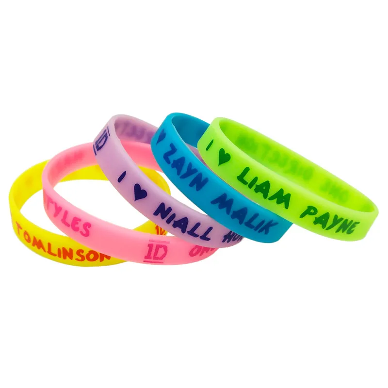 5Pcs Glow In Dark Music Lover Silicone Wristband I Love Liam Payne Niall Zayn Music Bands Fans Rubber Bracelet SH277