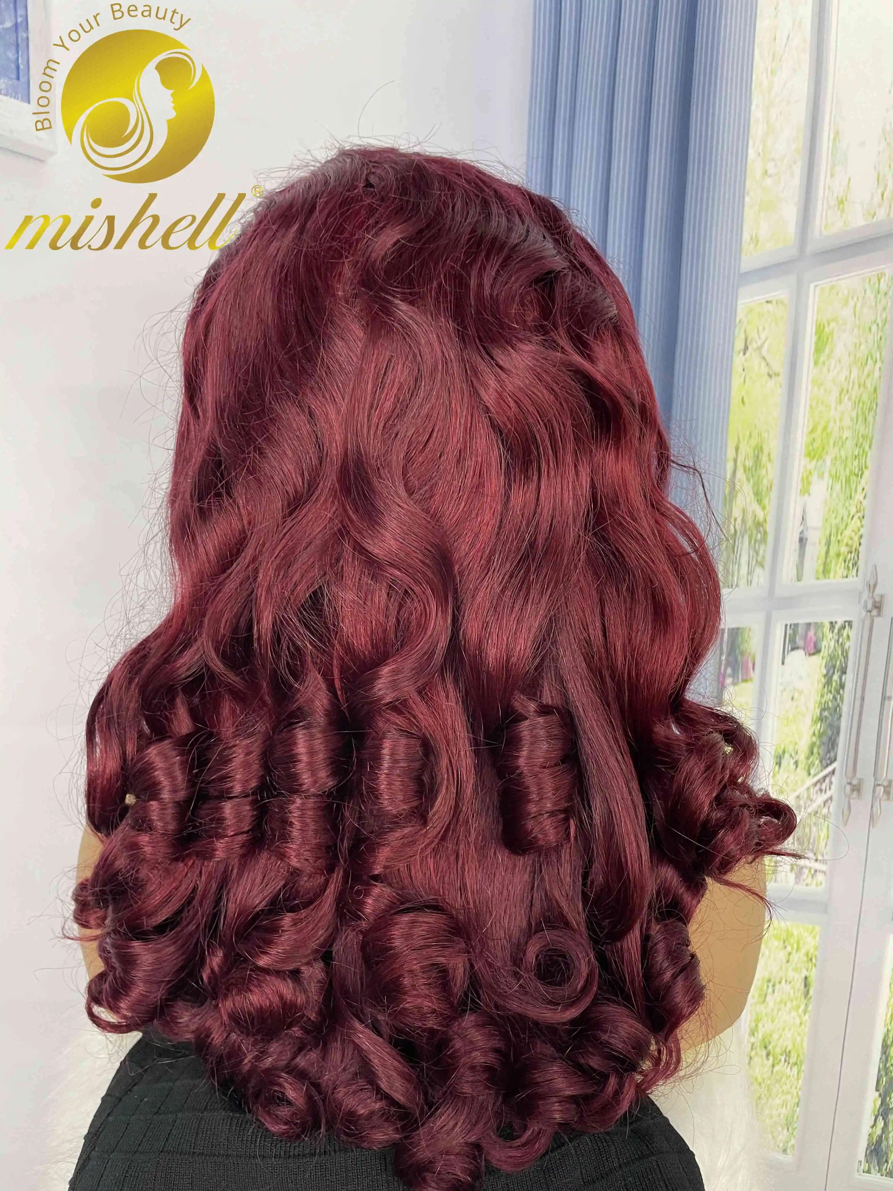 300% Density Burgundy 99J  Bouncy Curly Human Hair Wigs 24inch 13x4 HD Transparent Loose Wave Lace Wig for Women Preplucked Remy