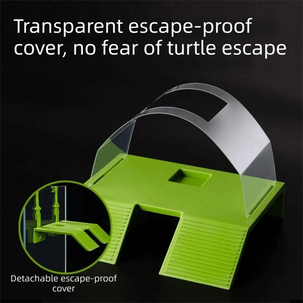 Double Ramp Hanging Turtle Basking Platform Removable with Hooks Floating Turtle Dock Non-Slip Anti-Escape Cover Reptile Terrace