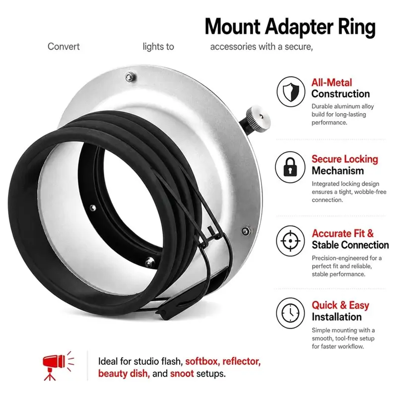 A73E-For Profoto Lights Mount Adapter Ring All-Metal Design For Bowens Conversion Fits Convert For Profoto Studio Lights view 4