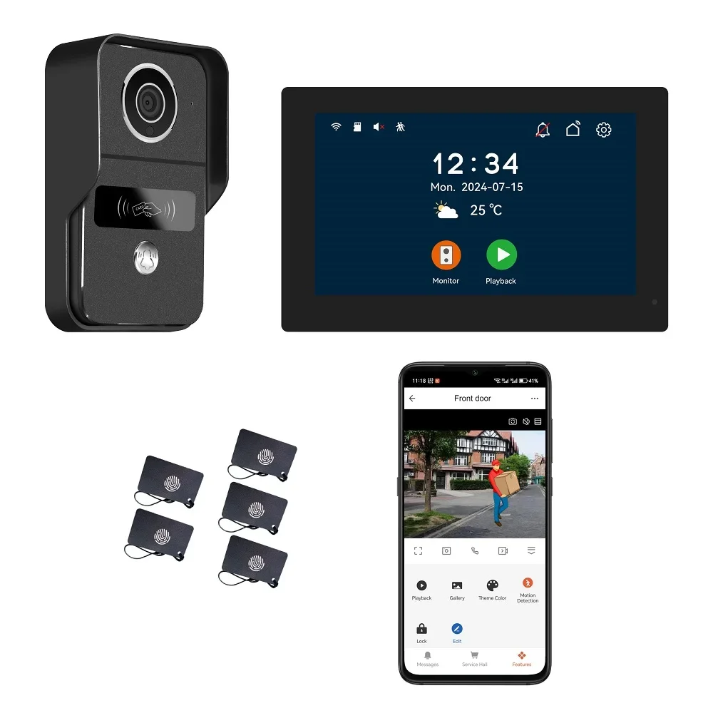 2Pin Wire 2.4G WiFi Video Door Phone 7/10