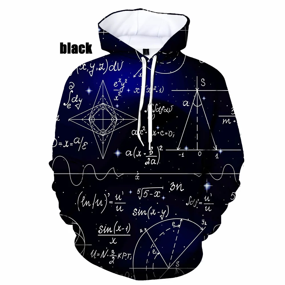 2022 New Funny 3d Printing Mathematics Formula Hoodies Unisex Mathematical Formula Printed Sweatshirt Size