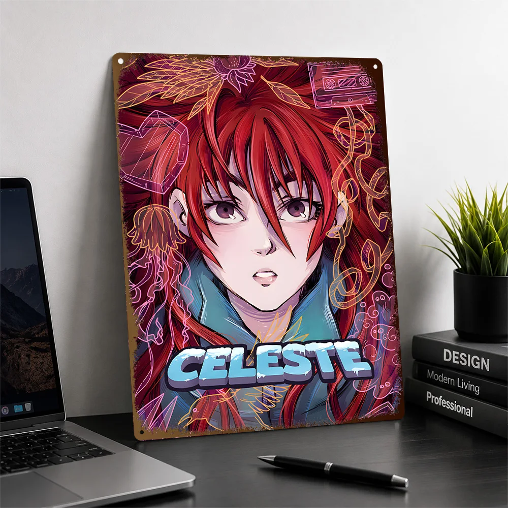 Celeste Madeline Floral Portrait Printed Poster Personalized Aluminum Metal Sign Dark Realm Style Wall Art Collector Den Decor