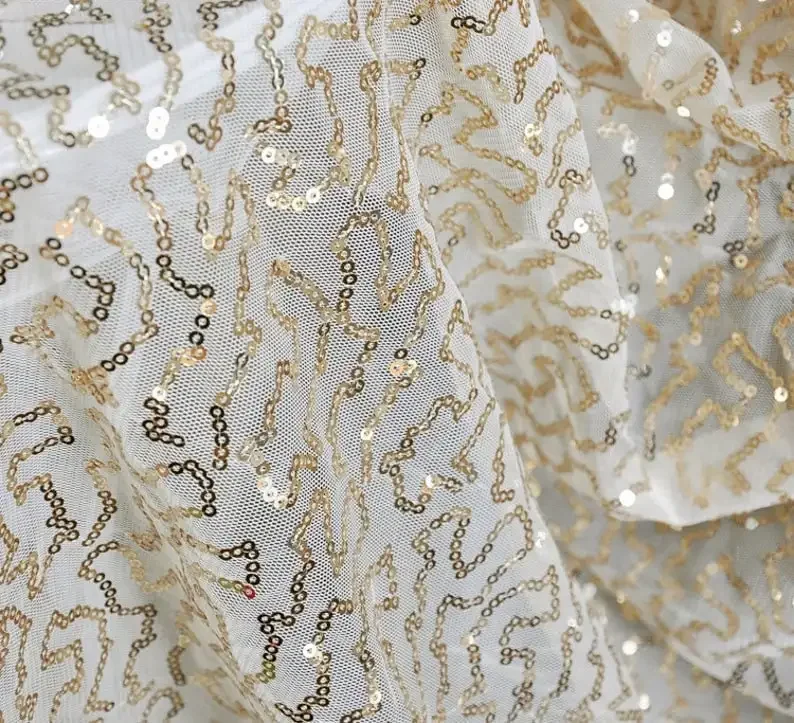 1 Gold sequin silver sequin embroidery lace fabric mesh tulle for Wedding Party Dress Tutu Dress