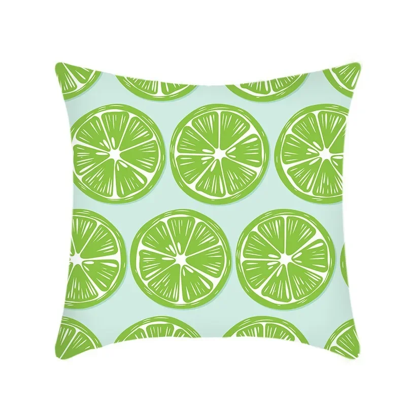 ライムアボカドグリーンの短いプラッシュプリントのクッションカバー、リビングルームのソファ装飾用クッションカバー、装飾用枕カバー
