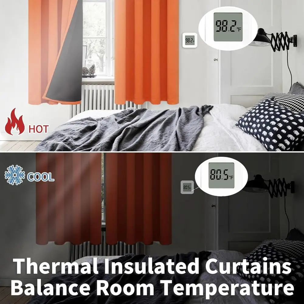 ستائر تعتيم معزولة حراريًا 84 لغرف النوم وغرف المعيشة، 52 عريضة، تقلل الضوضاء، مجموعة من لوحتين