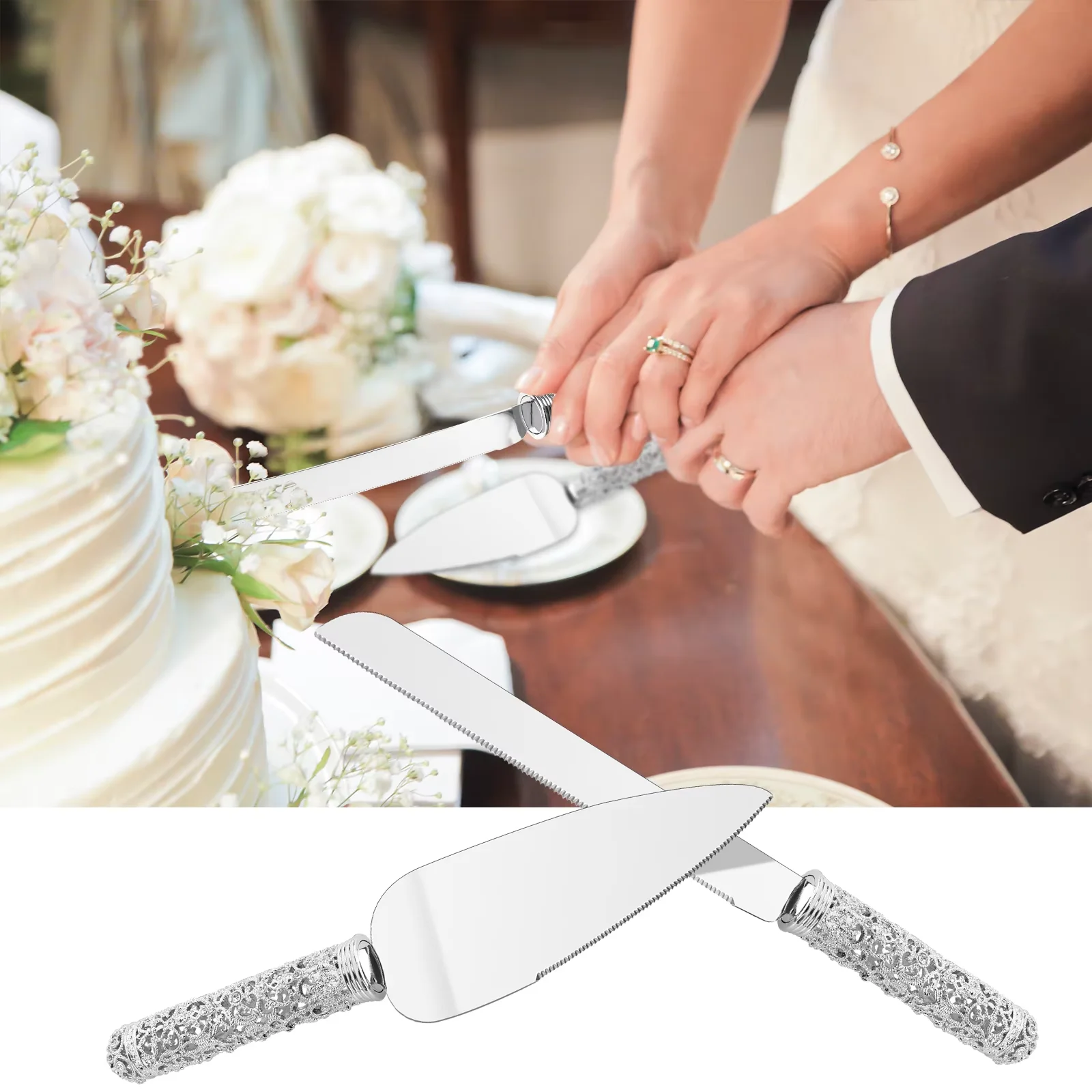 jozen-gift-wedding-silver-cake-knife-and-server-set-2-pcs-dessert-set-metal-handle-with-crystal-stones-decoration-for-wedding