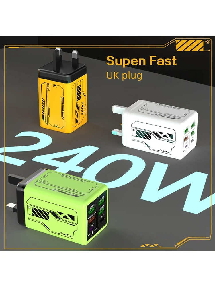 Xiaomi 240W شاحن فائق السرعة 6 منافذ PD Type-C GaN شاحن الهاتف USB-C QC 3.0 محول شحن سريع الاتحاد الأوروبي/الولايات المتحدة التوصيل الجدار شاحن #6