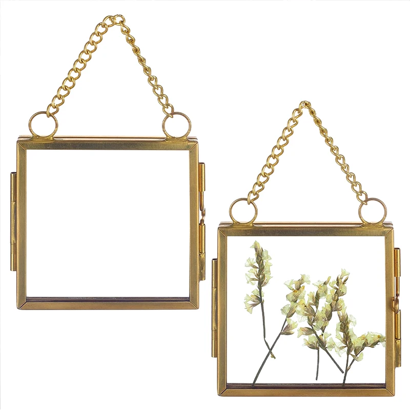 1pc Wall Hanging Mini Metal Photo Frames Double Glass Picture Frame Plants Insect Specimen Storage Display Holder Home Decoratio