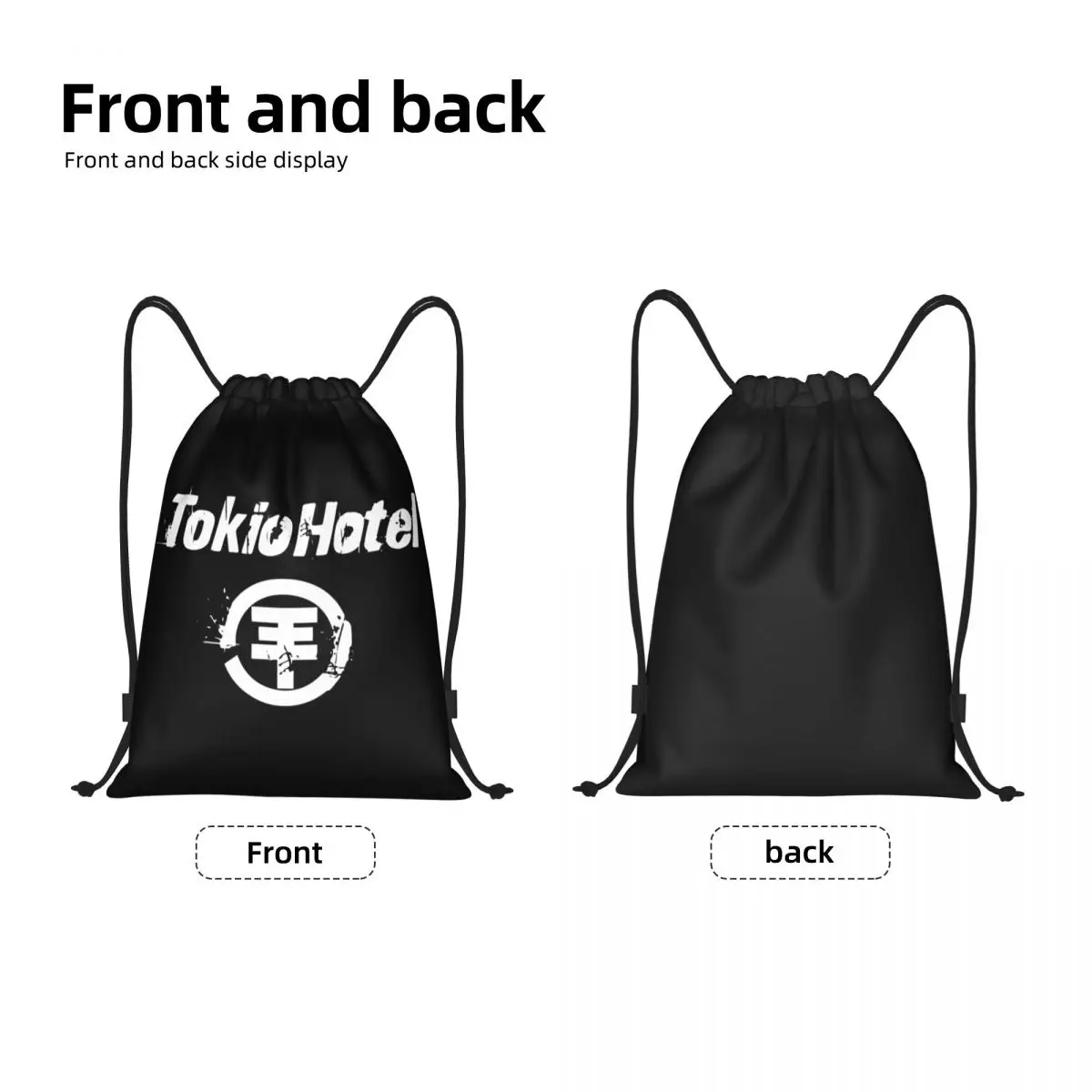 Mochila leve com cordão para homens e mulheres, Custom Tokio Hotel Music, Pop Rock Sports Gym Storage