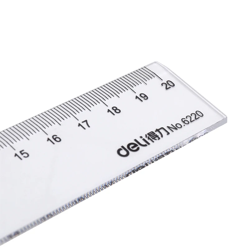 1PCS Deli 6220 6260 Office Student Desk Plastic Clear Ruler Transperant Straight Ruler 20cm 30cm 40cm 50cm 60cm Optional