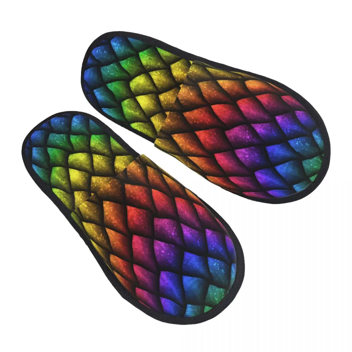 

Plush Indoor Slippers Colorful Dragon Scales 1 Warm Soft Shoes Home Footwear Autumn Winter