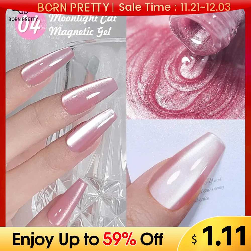 BORN PRETTY 10ml Moonlight Cat Magnetic Gel Polish White Silver Magnet Nails Soak Off UV Gel Nail Polish Varnis Semi Permanent