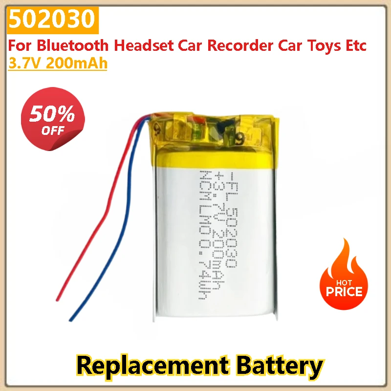 

100% New High Quality 502030 Replacement Battery 3.7V 200mAh for Bluetooth Headset Car Recorder Car Toys Etc