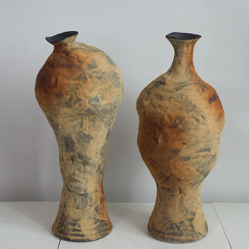 

Керамическая ваза Цзиндэчжэнь, декор ваби-саби, украшения для гостиной, домашний дзен, контейнер для сушеных цветов, декоративная ваза в стиле ретро