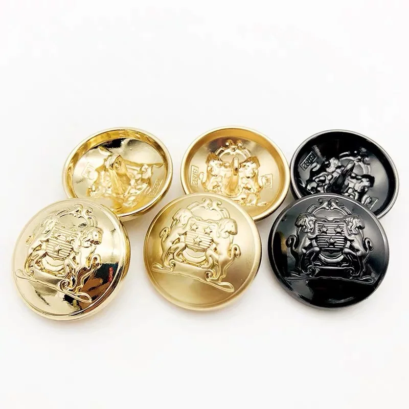 6PCS/Lot Fashion Double Lion Star Metal Buttons  Exquisite College Wind Coat Windbreaker Suit Button