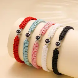 Colorful Braided Rope Bracelet 100 Languages I Love You Projection Jewelry For Girlfriend Gift 2024 Fashion Romantic Accessories