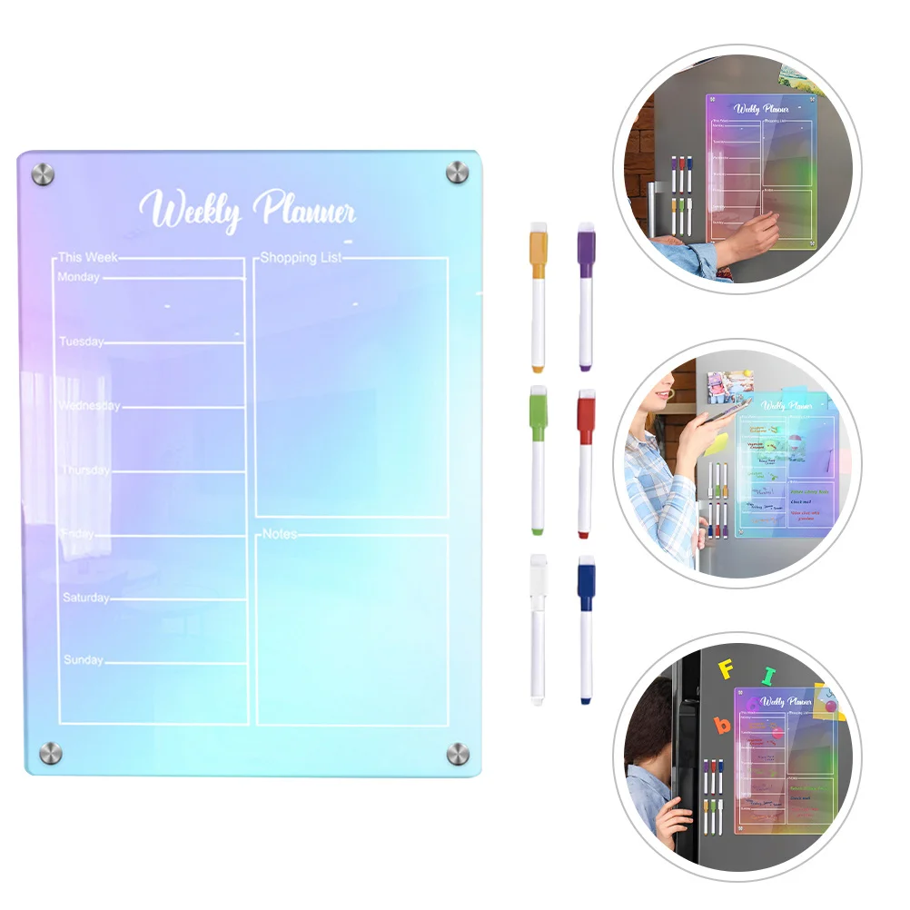 

1 set Weekly Schedule Board Colored Magnetic Dry Erase Planner Kitchen Writing Board Fridge Calendar Meal Planning Organizer