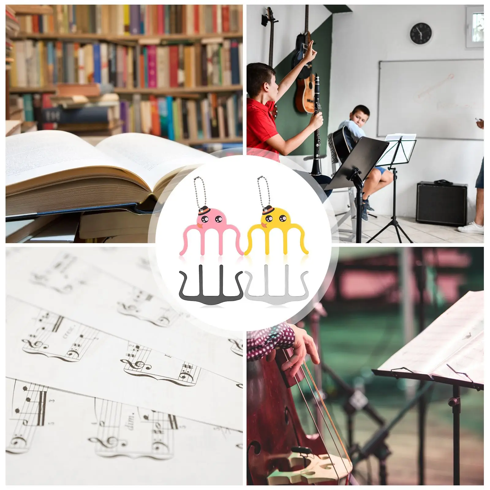 

4 Pcs Metal Sheet Music Holder Book Clips Sturdy Construction Firm Grip Different Colors Classify Music Scores Files Photos