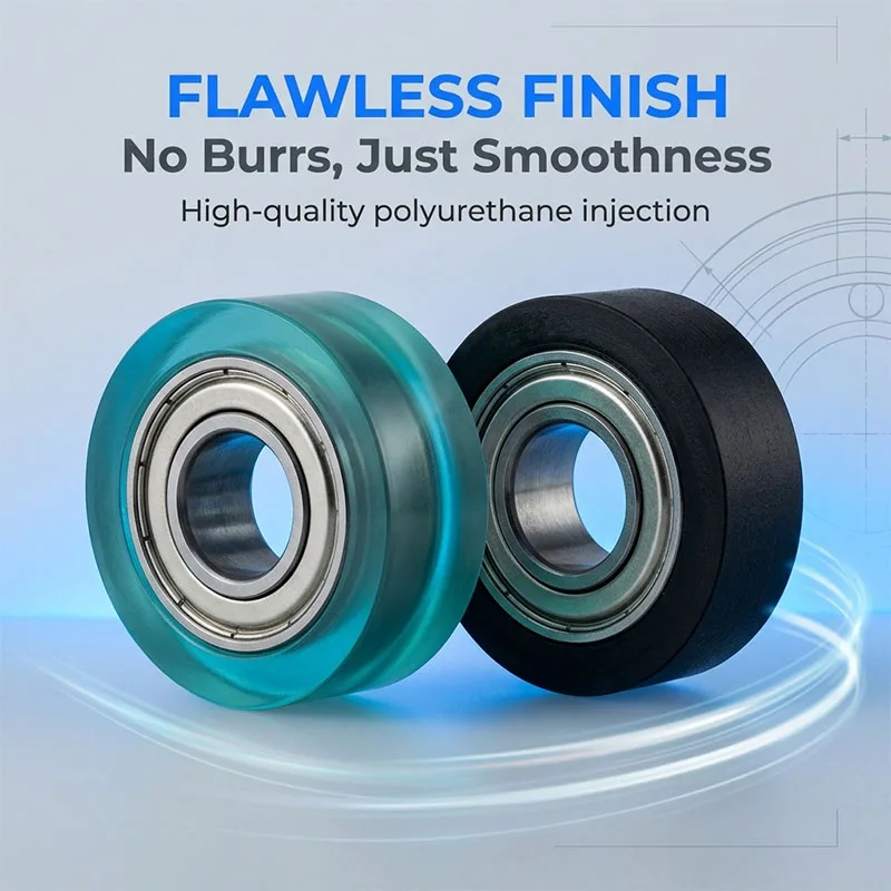 10pcs OD 14mm Polyurethane Rubber Pulley Bearing 4x14x4 PU68414-4 Random Color Line Pressing PU Guiding Wheels 4*14*4