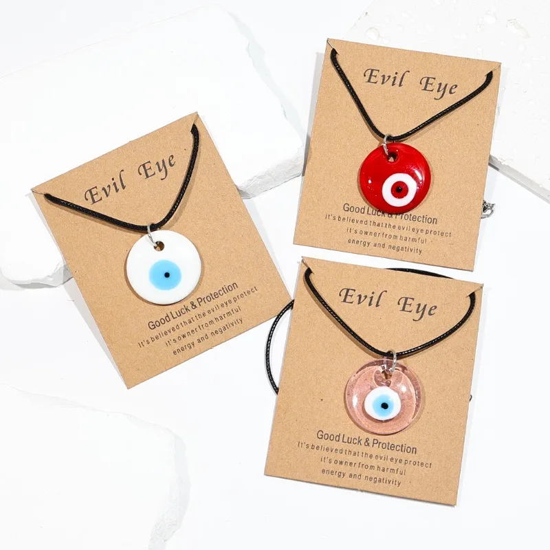 Classic Turkish Necklace Evil Eye Hand Chain for Women Lucky Demon Eyes Card Necklace Men's Love Jewelry Accessories Party Gif