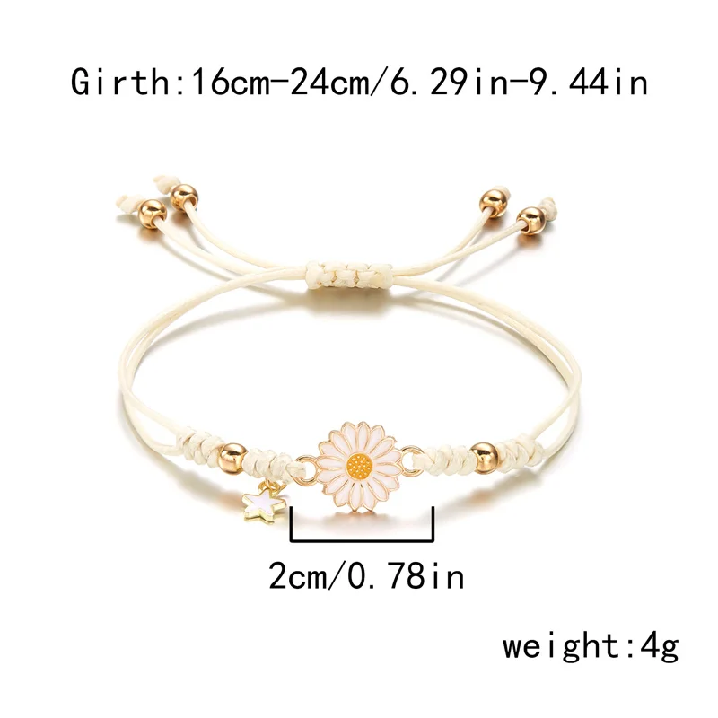 Coreano carino girasole bracciali per le donne ragazze margherita fiore fascino corda tessuta braccialetto fortunato amicizia gioielli fai da te