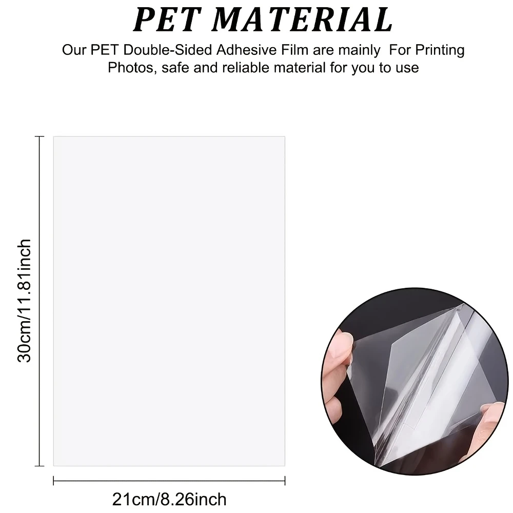 20 Pcs Multi-Purpose High-Clear A4 PET Double-Sided Adhesive Sheet DIY Making Handmade Tools for Crafts Home Decorative Sticker