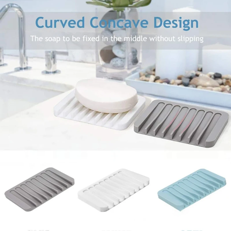 Self-Draining Silicone Soap Dish,Silicone Soap Holder,Multifunctional Non-Slip Storage Rack Drain Mat for Bathroom/Kitchen