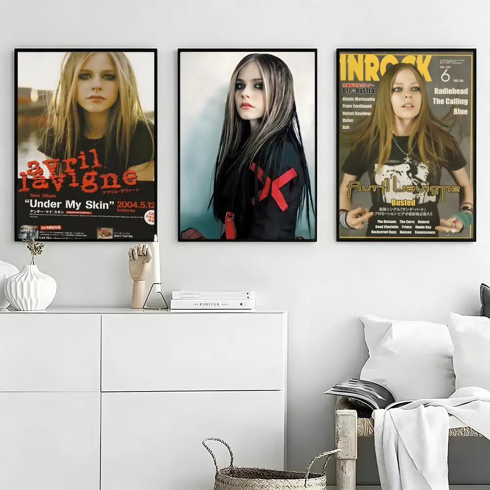 Singer Avril Lavigne Poster Self-adhesive Art Waterproof Paper Sticker Coffee House Bar Room Wall Decor