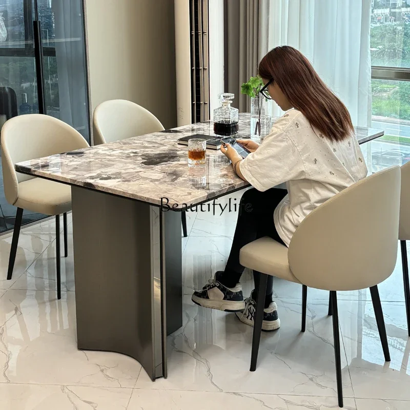 FG405Marble dining table light luxury rectangular household high-end natural microcrystalline stone