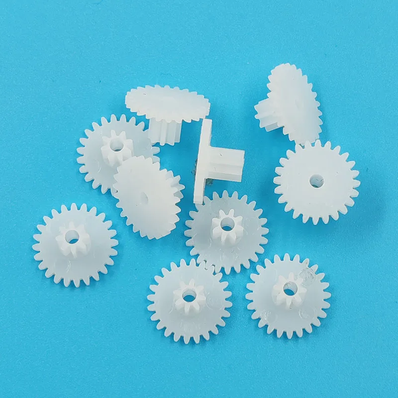 24082B Plus 0.5M Dual Gear 13mm Diameter 24 Teeth + 8 Teeth POM Plastic Pinion Toy Parts Wheels 24082A