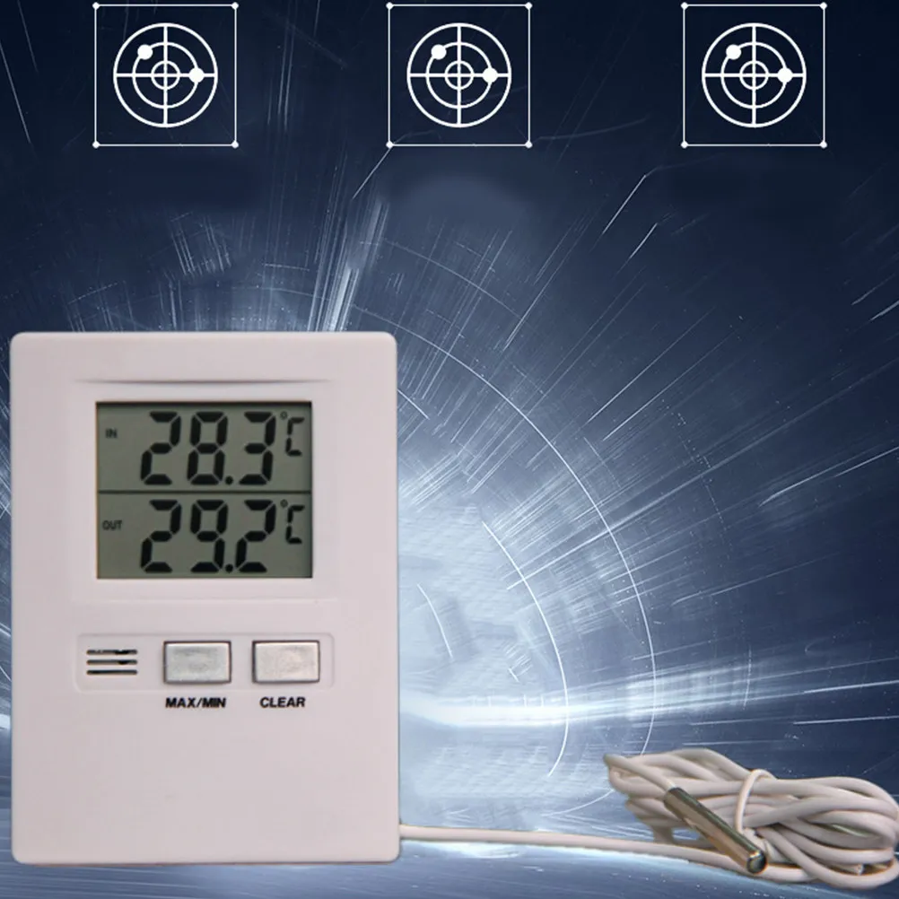 White Dual Channel Digital Thermometer Wall Mounted Portable Indoor Outdoor Temperature Display Device No Battery