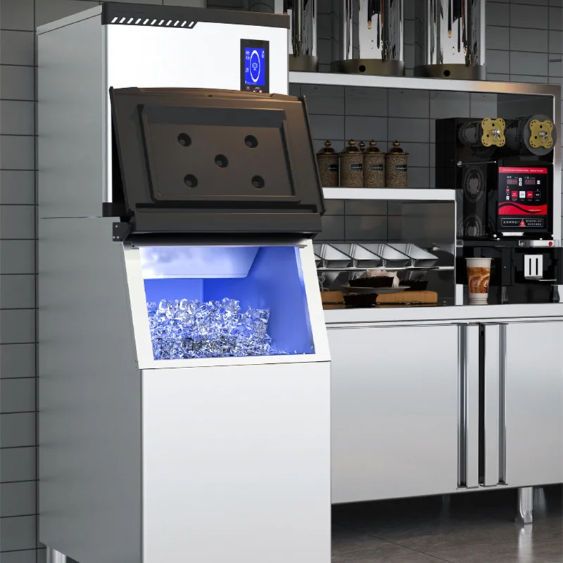 Mesin Pembuat Es Komersial 250KG/Hari dengan Tempat Penyimpanan Besar 50KG, Pembuat Es Baja Tahan Karat 845WS Pembersihan Mandiri Otomatis