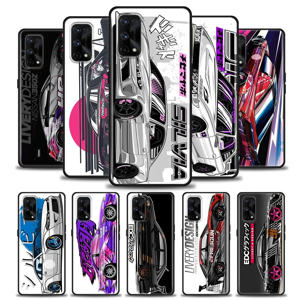 Silicone Case For Realme GT 5G Master Neo2 GT2 7i 8i 9i 5 6 7 8 9 Pro Coque Soft Fundas Cover JDM Drift Tokyo Sports Car