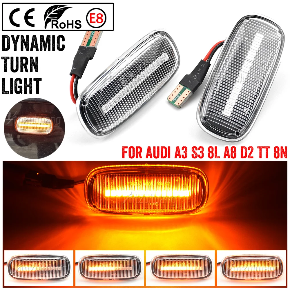 

Dynamic Side Marker Turn Signal Indicator Repeater Light Top Quality 2PCS For Audi A3 S3 8L A4 B5 A8 D2 TT 8N 1998-2006 Led