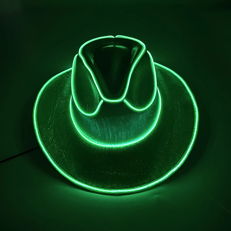 Leuchtende Partyartikel für Junggesellinnenabschiede, leuchtender Braut-Cowgirl-Hut, LED-Perlmutt-Cowboyhut, modischer Neon-Licht-Hut für Partys – Detail 17